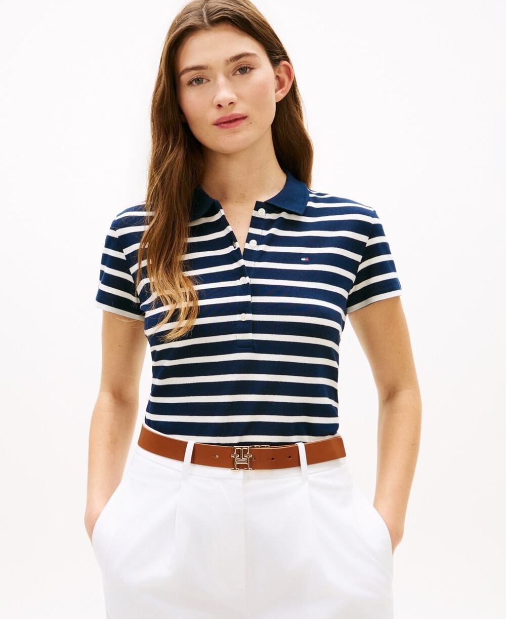 Tommy Hilfiger Women's Classic Pique Short-Sleeve Polo T-Shirt Navy Size L 3361